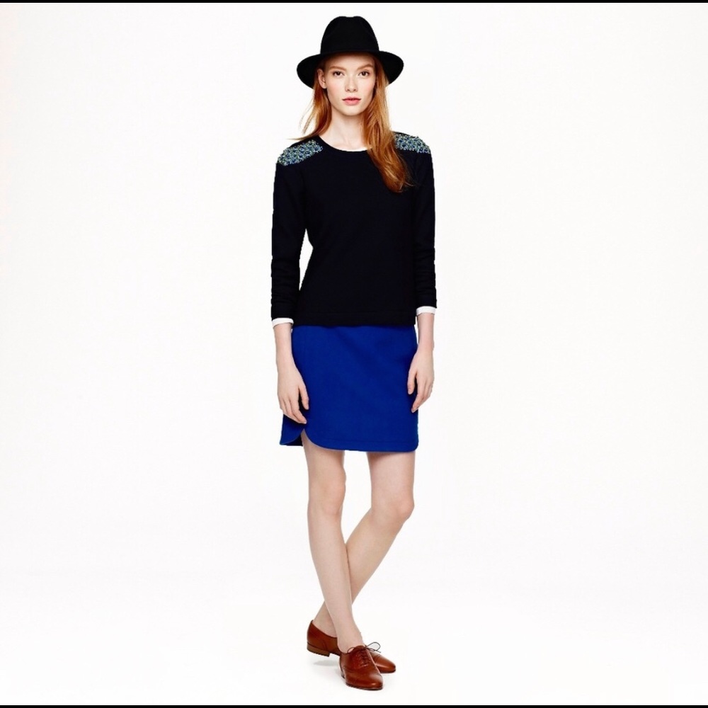 J. Crew Blue Shirttail Wool Skirt Size 8
